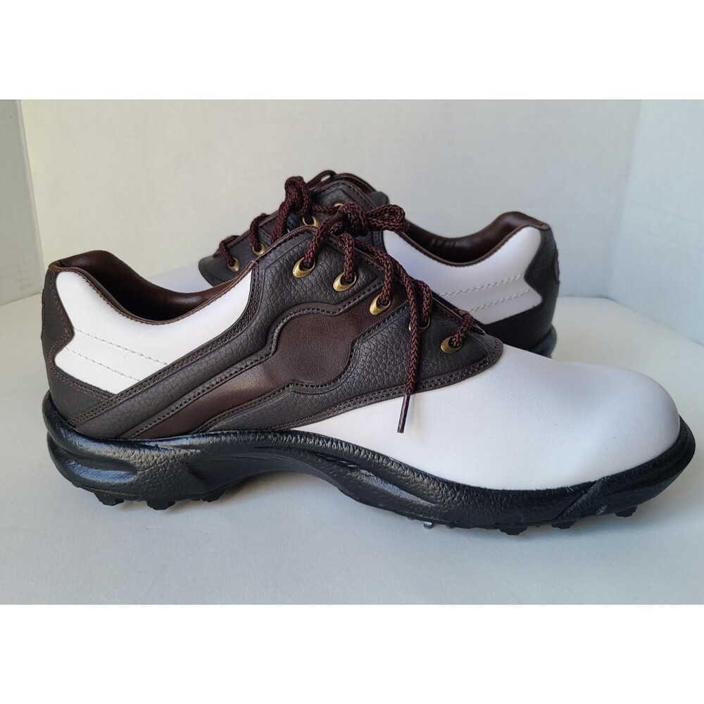 Footjoy Golf Shoes GreenJoys 45516 White Brown Leather Soft Spike Men’s Sz 10.5 - Picture 9 of 13